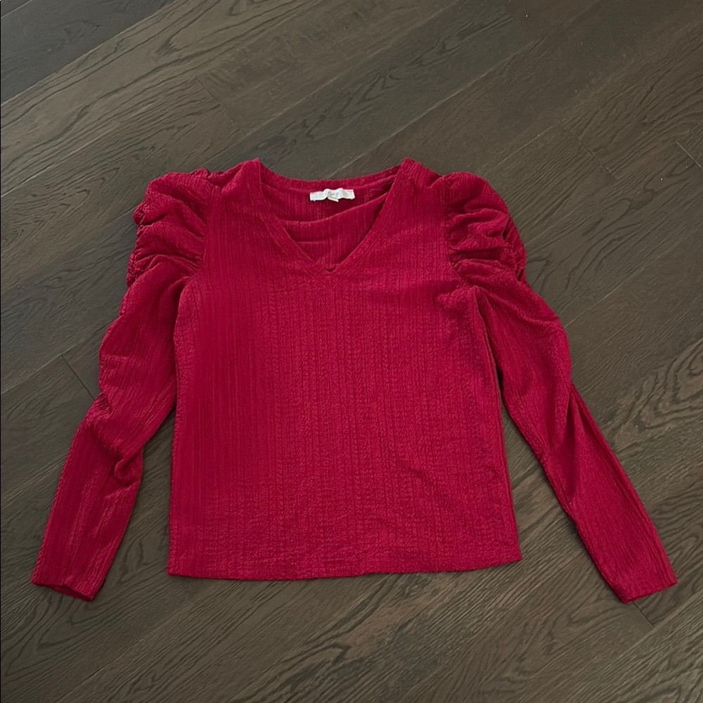 LOFT Pink Ruched Long Sleeve Blouse